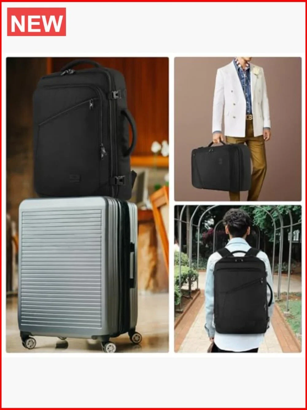 Extra Large Travel Backpack Expandable 40L Carry On Weekender Water Resistant